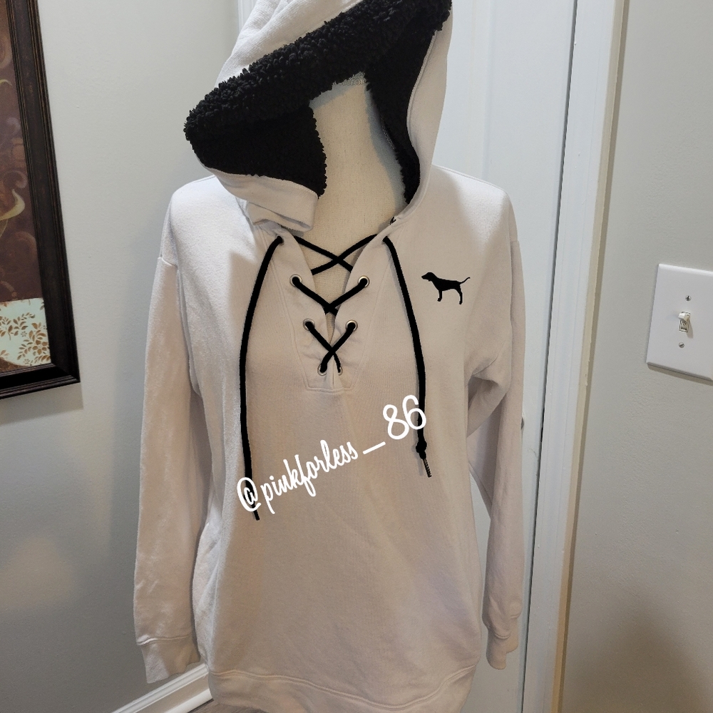 RARE VS PINK SHERPA LINED CHECKER HOODIE - Picture 4 of 10